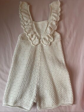 Zara Cream Crocheted romper girl